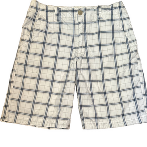 Aeropostale White & Navy Plaid Flat Front Shorts 34